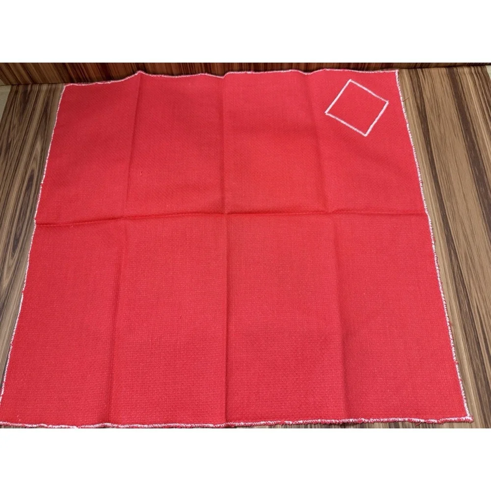 Vintage-Style Handmade Napkin Set Red Floral Applique Country Cottage‎ Farmhouse